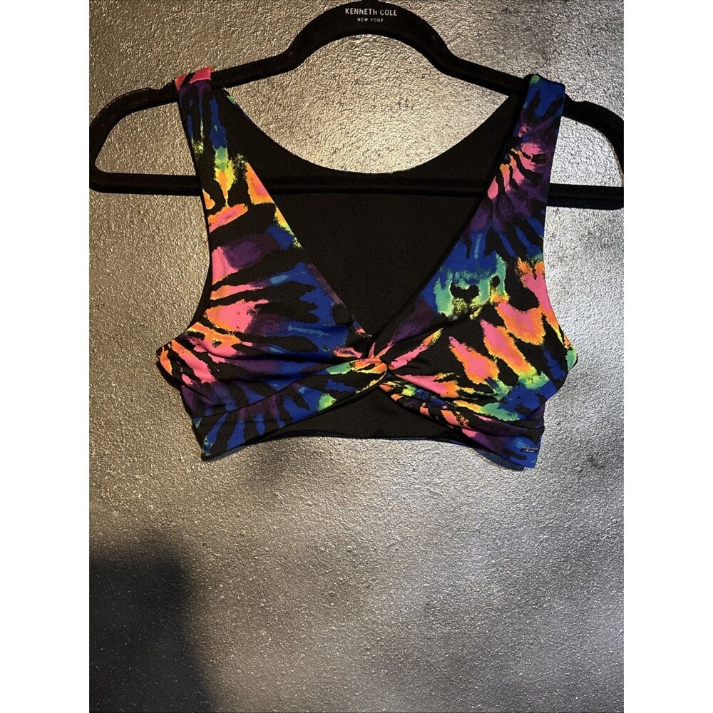 Pink Tie Dye Active Wear Swim To Gym Top In A Size XS Bikini Sports Bra